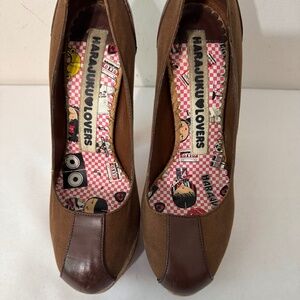 HARAJUKU LOVERS BROWN PLATFORM HEELS 8.5M